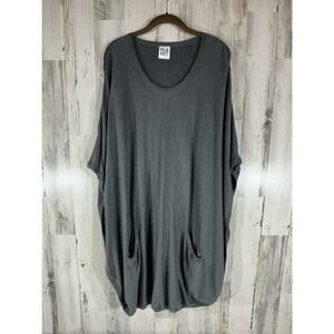 PLANET Poncho One Size Gray Pima Cotton Tencel Blend Pockets Soft Lagenlook